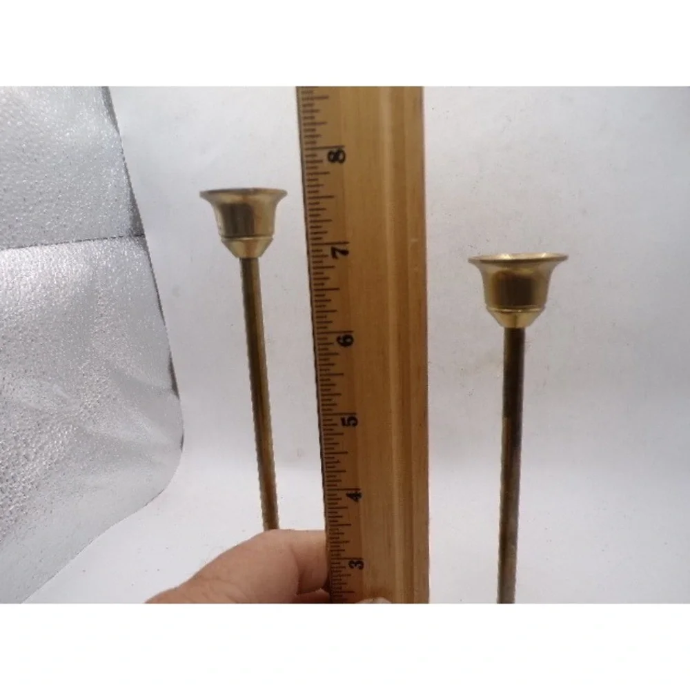 Vintage Brass Taper Candlestick Holders Set of 2 Graduated Mid Century Modern 8
